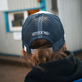 Off White & Navy Diamond Cap