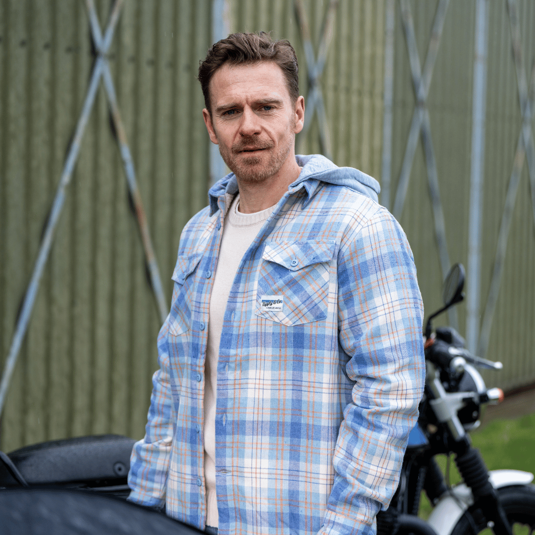 Hooded Blue & Beige Flannel Shirt