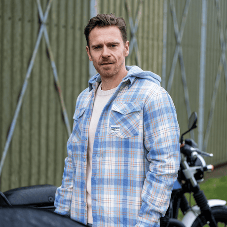 Hooded Blue & Beige Flannel Shirt