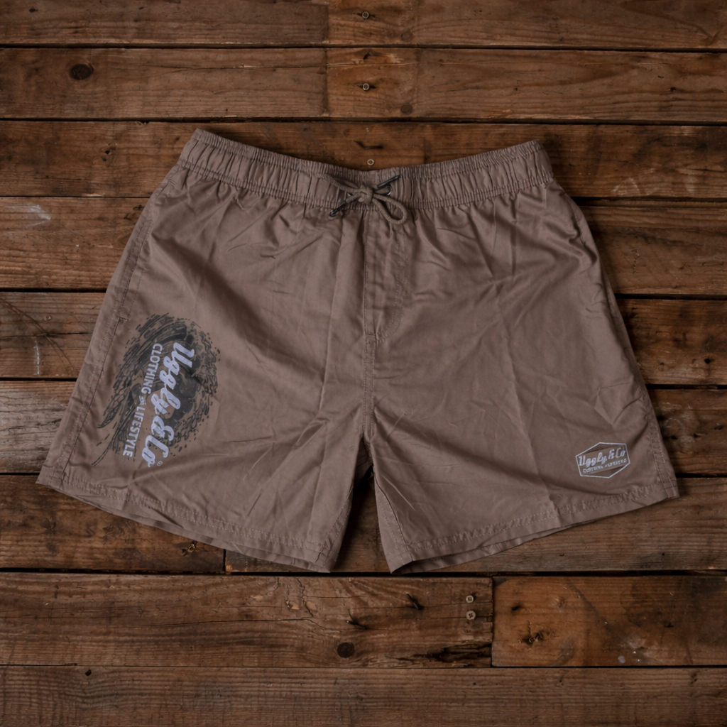 Beige Diamond Swim Shorts