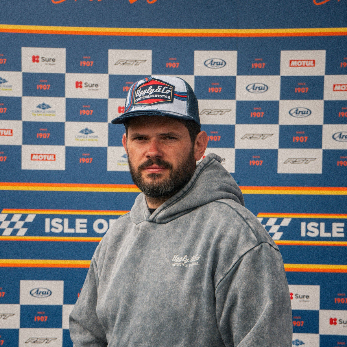 Retro Blue & Red Diamond Trucker Hat