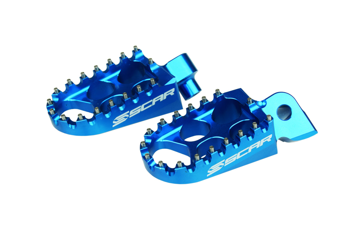 SCAR Racing Standard Footpegs Blue 1997-2026 Alta Redshift Fantic XE XX XEF XXF Yamaha YZ WR Tenere 48mm