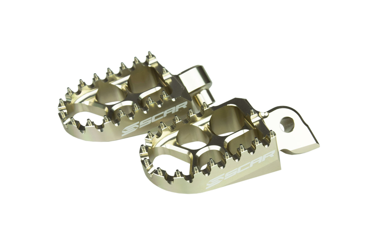 SCAR Racing Evo Footpegs Titanium Color 1997-2026 Alta Fantic Yamaha Redshift EX MX SM XE XX YZ WR Tenere 57mm