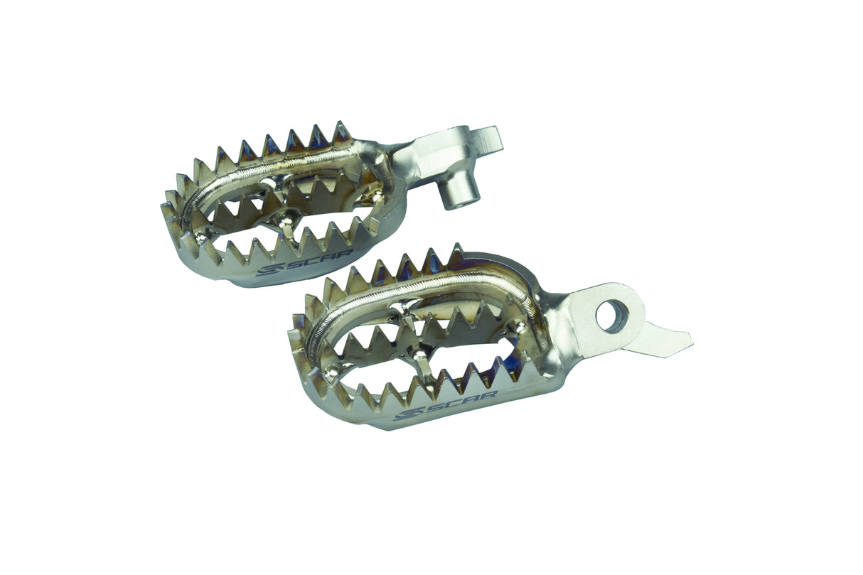 SCAR Racing Titanium Footpegs Gripper 2023-2026 Fantic Yamaha XXF WR YZ F FX 250 450 60mm Wide 27 Teeth