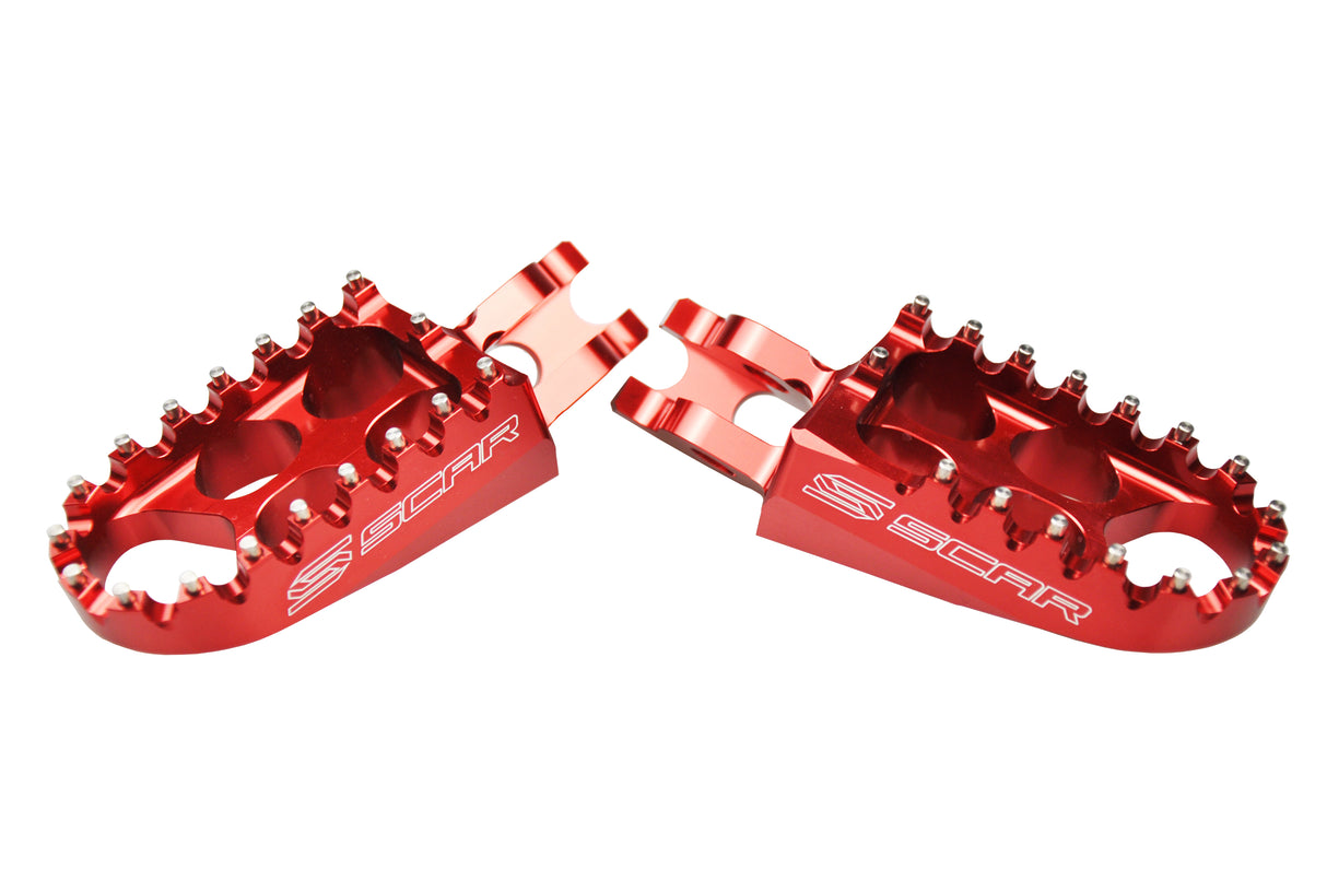 SCAR Racing Standard Footpegs Red 2002-2026 Honda CR CRF Kawasaki KX 125 150 250 300 450 1000 1100 48mm