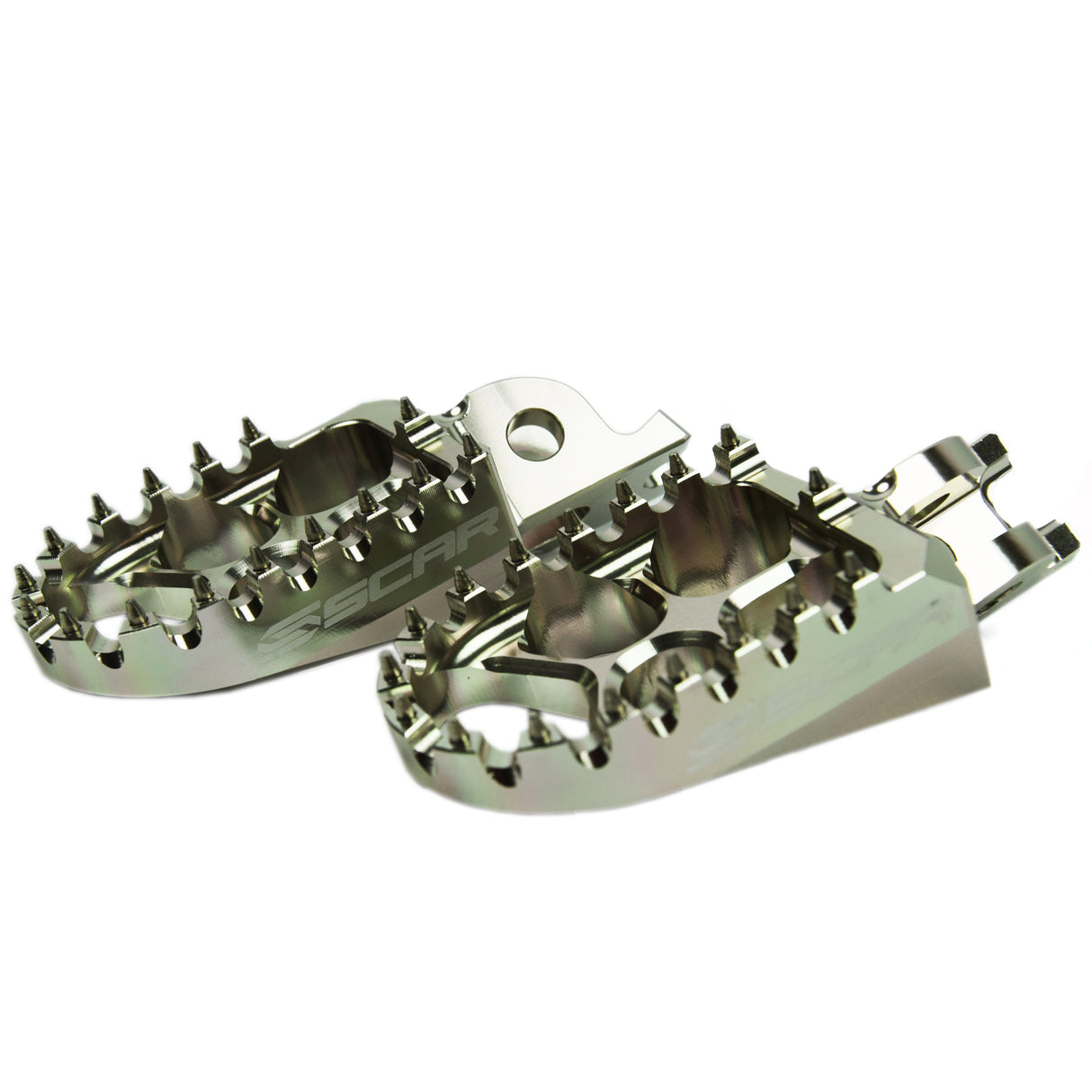 SCAR Racing Evo Footpegs Titanium Color 2002-2026 Honda Kawasaki CR CRF KX 125 150 250 300 450 1000 1100 57mm