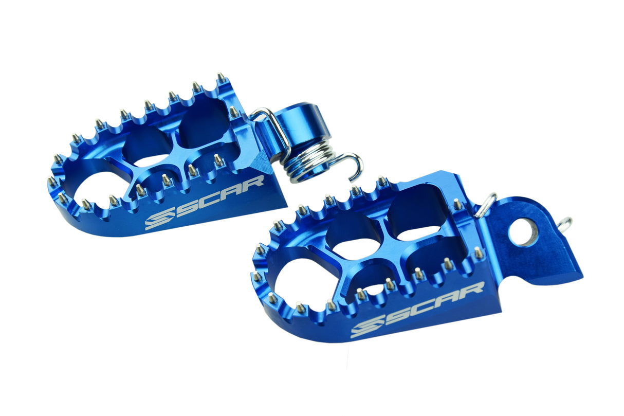 SCAR Racing Evo Footpegs Blue 1998-2026 KTM SX EXC Husaberg Husqvarna Sherco Beta GasGas Except 85 105 57mm