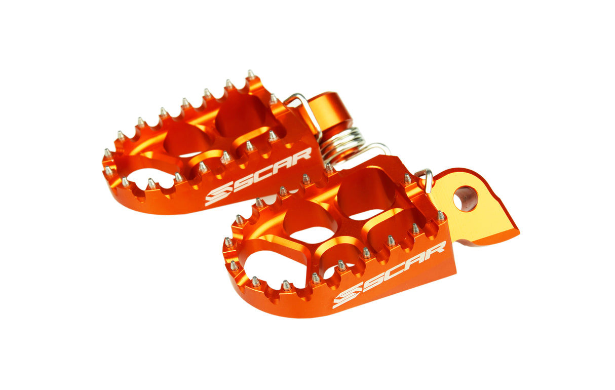 SCAR Racing Evo Footpegs Orange 1998-2026 Beta GasGas Husaberg Husqvarna KTM Sherco RR MC FE SX EXC SE