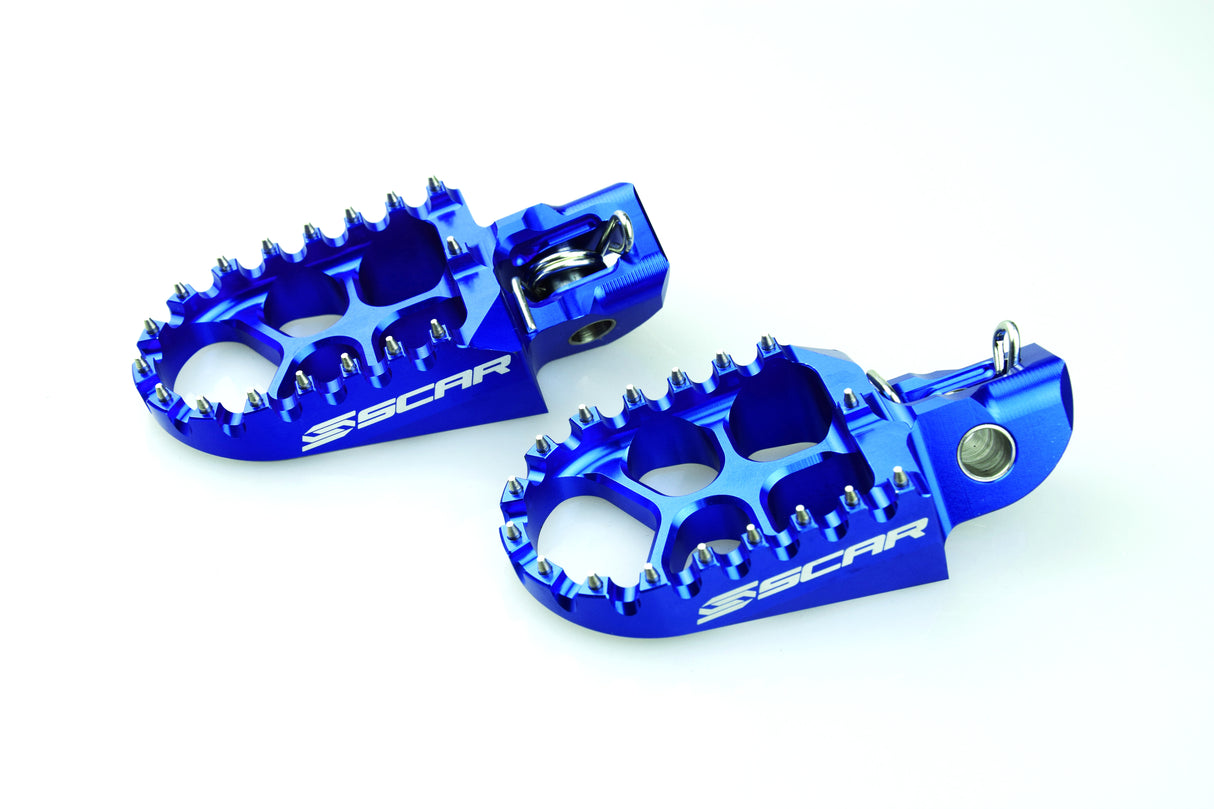 SCAR Racing Evo Footpegs Blue 2016-2024 GasGas Husqvarna KTM EC EXC FC FE FS MC SX TC TE TX XC 57mm