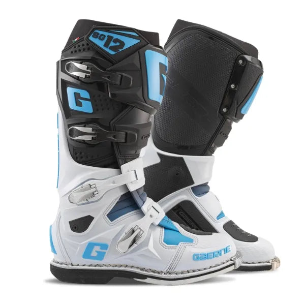 Gaerne SG12 Black/White/Coral Blue MX Boots