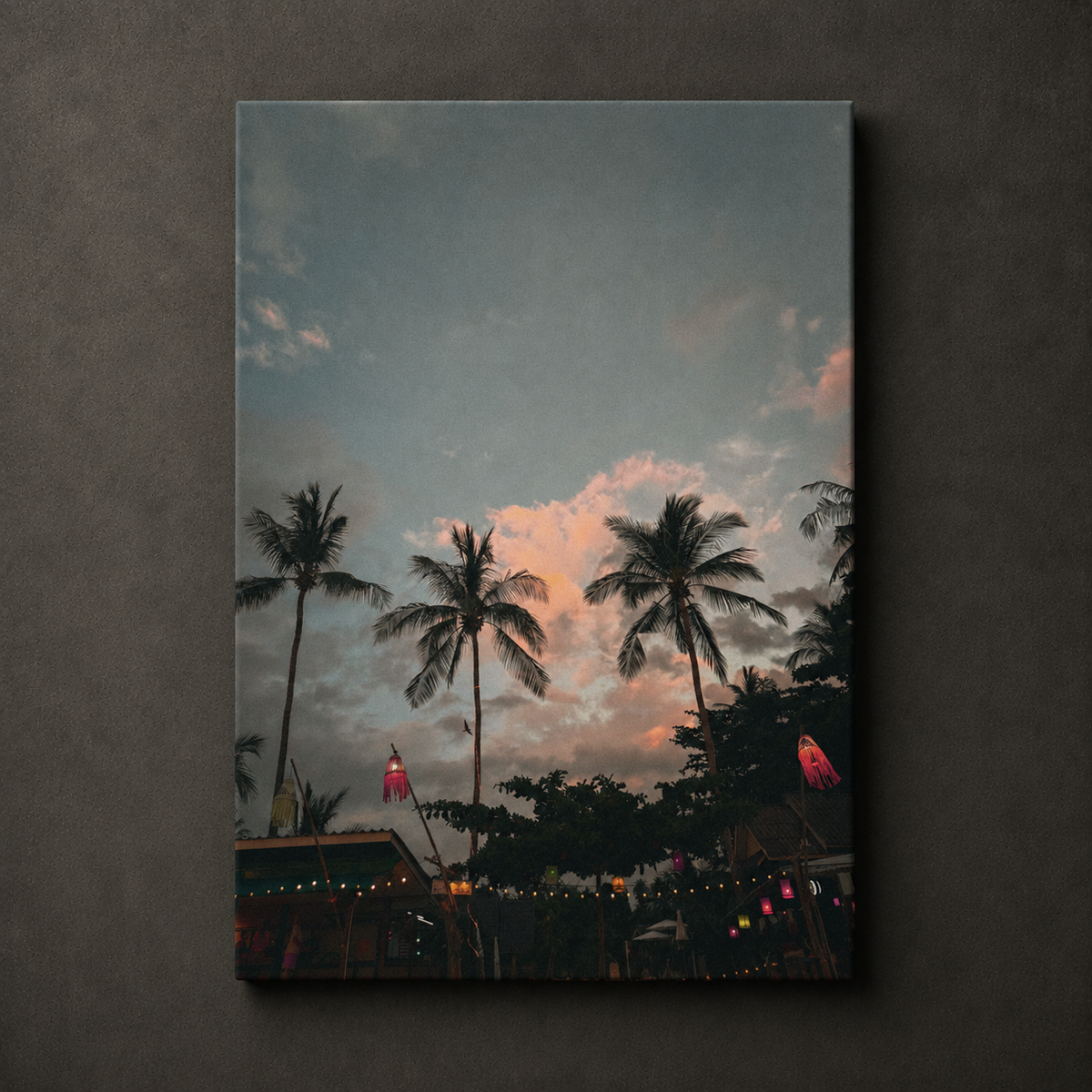 Tropical Dusk Palm Tree Canvas Wall Art