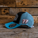 Turquoise & Black Retro Diamond Trucker Cap