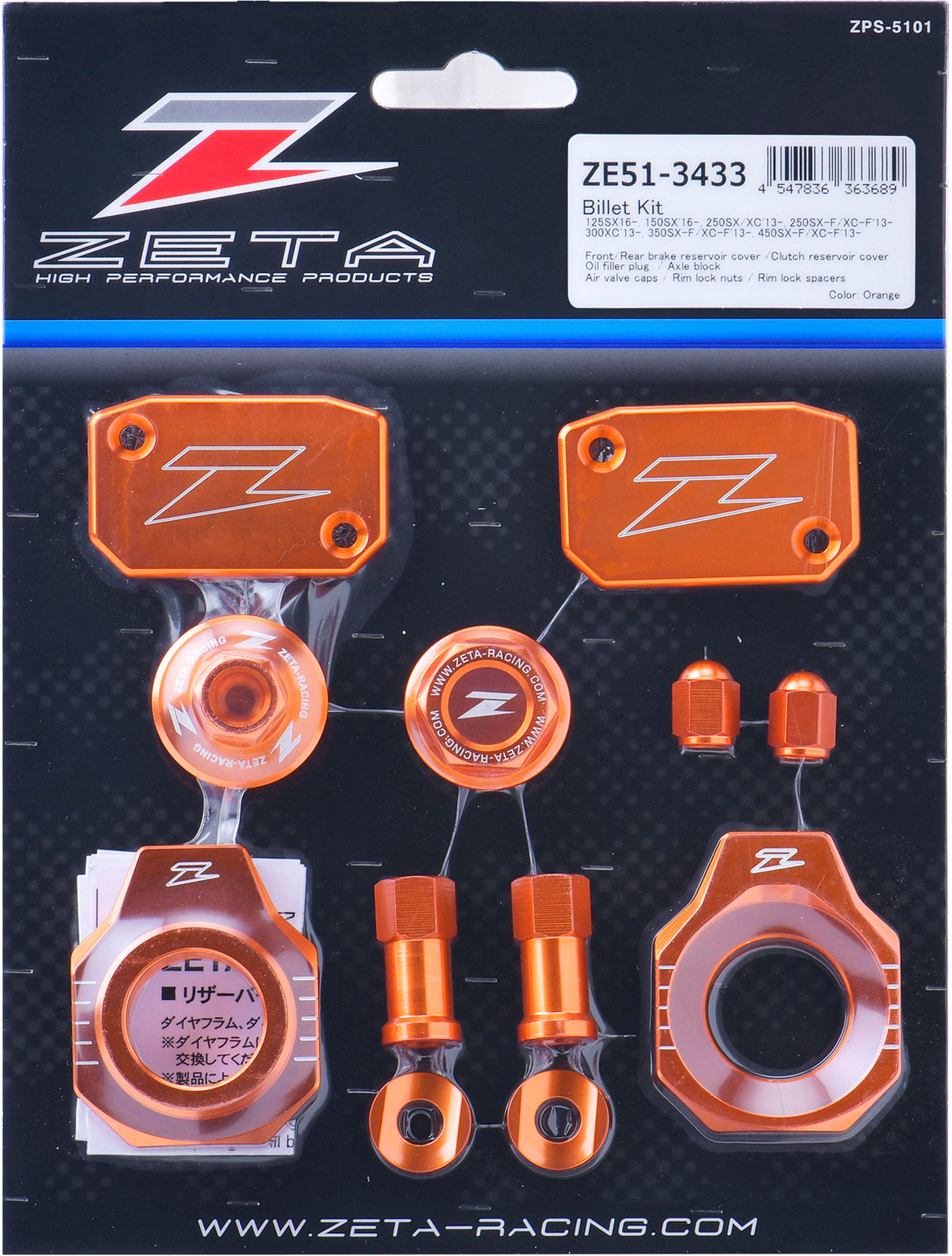 Billet Kit Orange SX 16-21 SXF 13-22