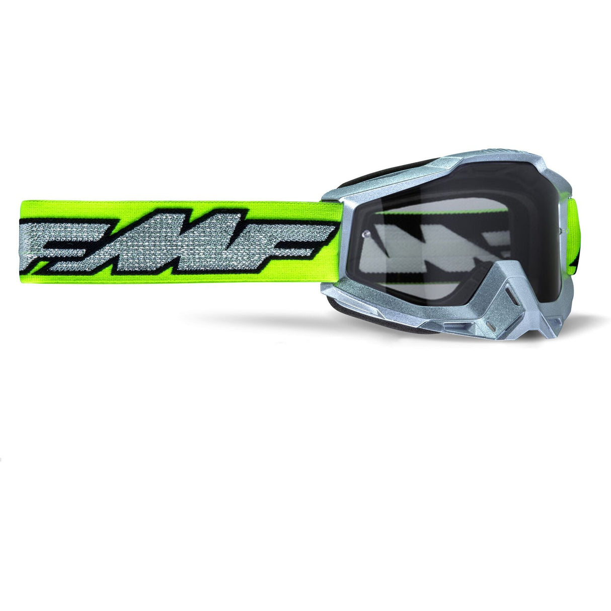 FMF POWERBOMB Goggle Silver Lime - Clear Lens