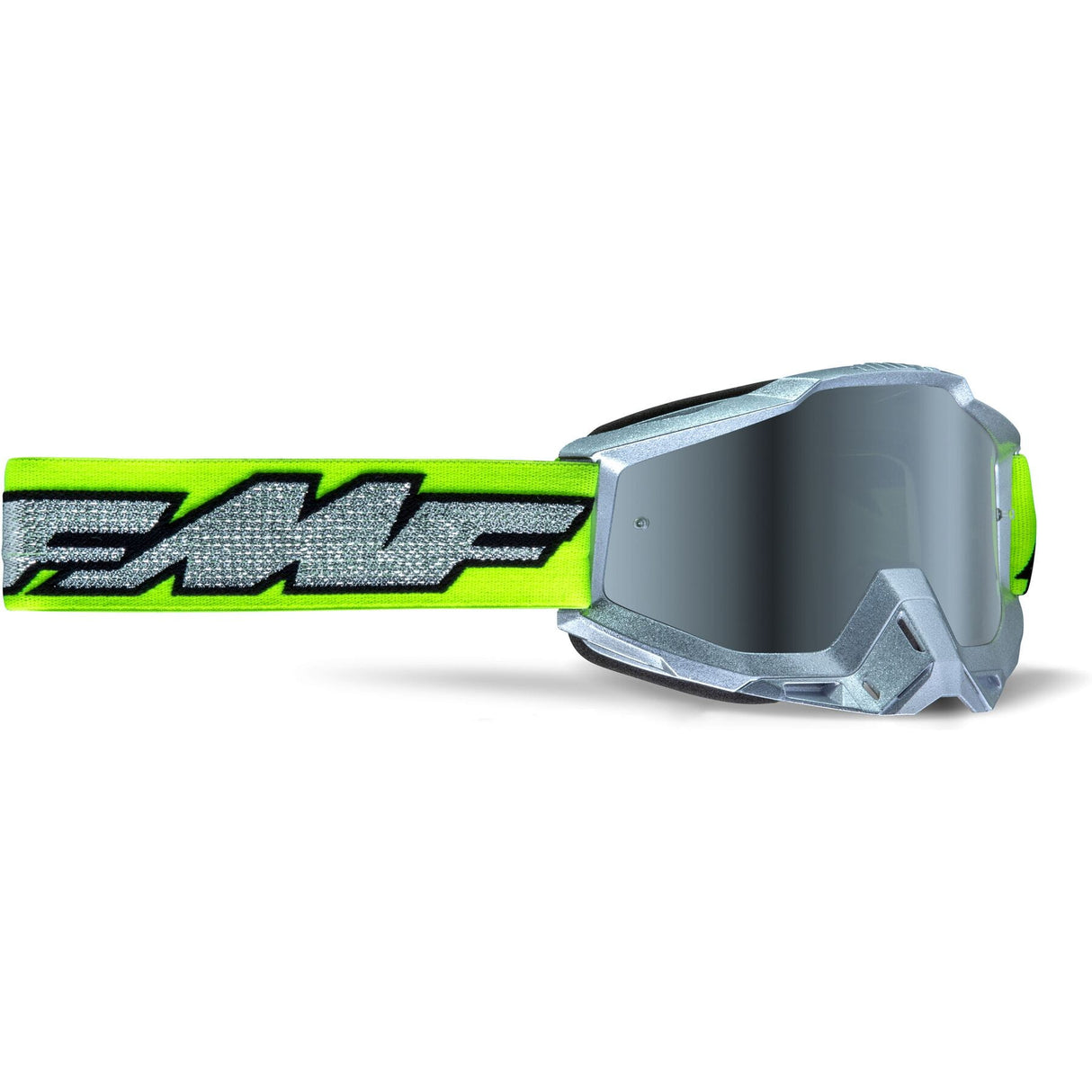 FMF POWERBOMB Goggle Rocket Silver Lime Mirror Silver Lens