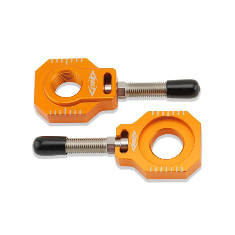 Chain Adjuster Blocks Ktm/Husky Sx/Sx-F 00-12,  Exc/Exc-F 00-23 , Te/Fe 14-23 Orange