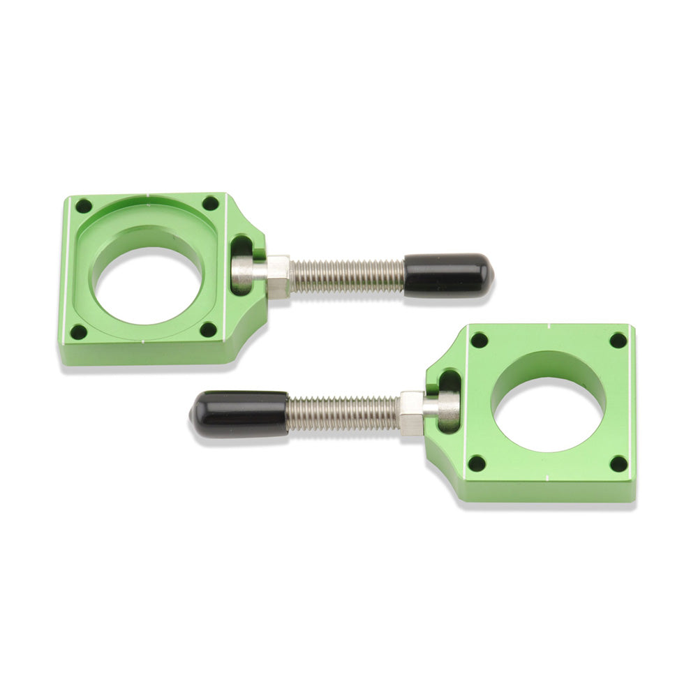 Chain Adjuster Blocks Kawasaki Kx125-250 04-08, Kx250F 04-16, Kx450F 06-15 Green