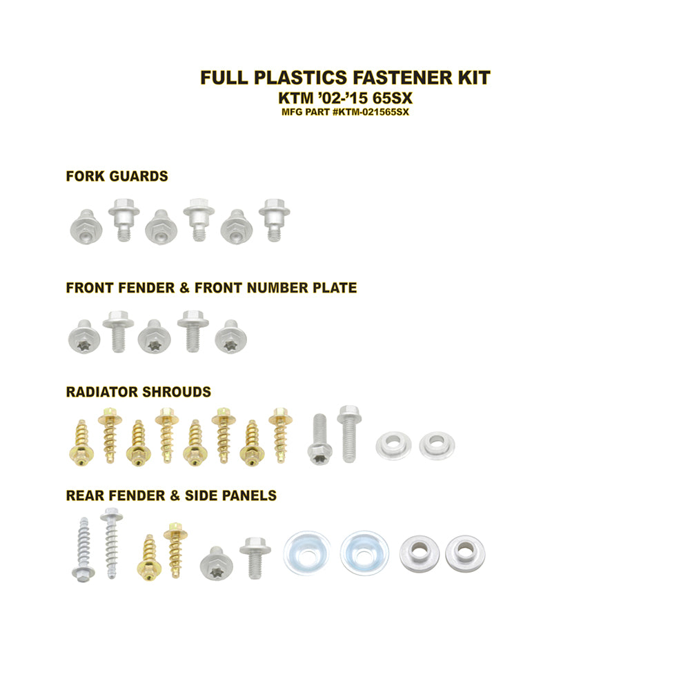Plastic Fastener Kit Ktm Sx65 02-15
