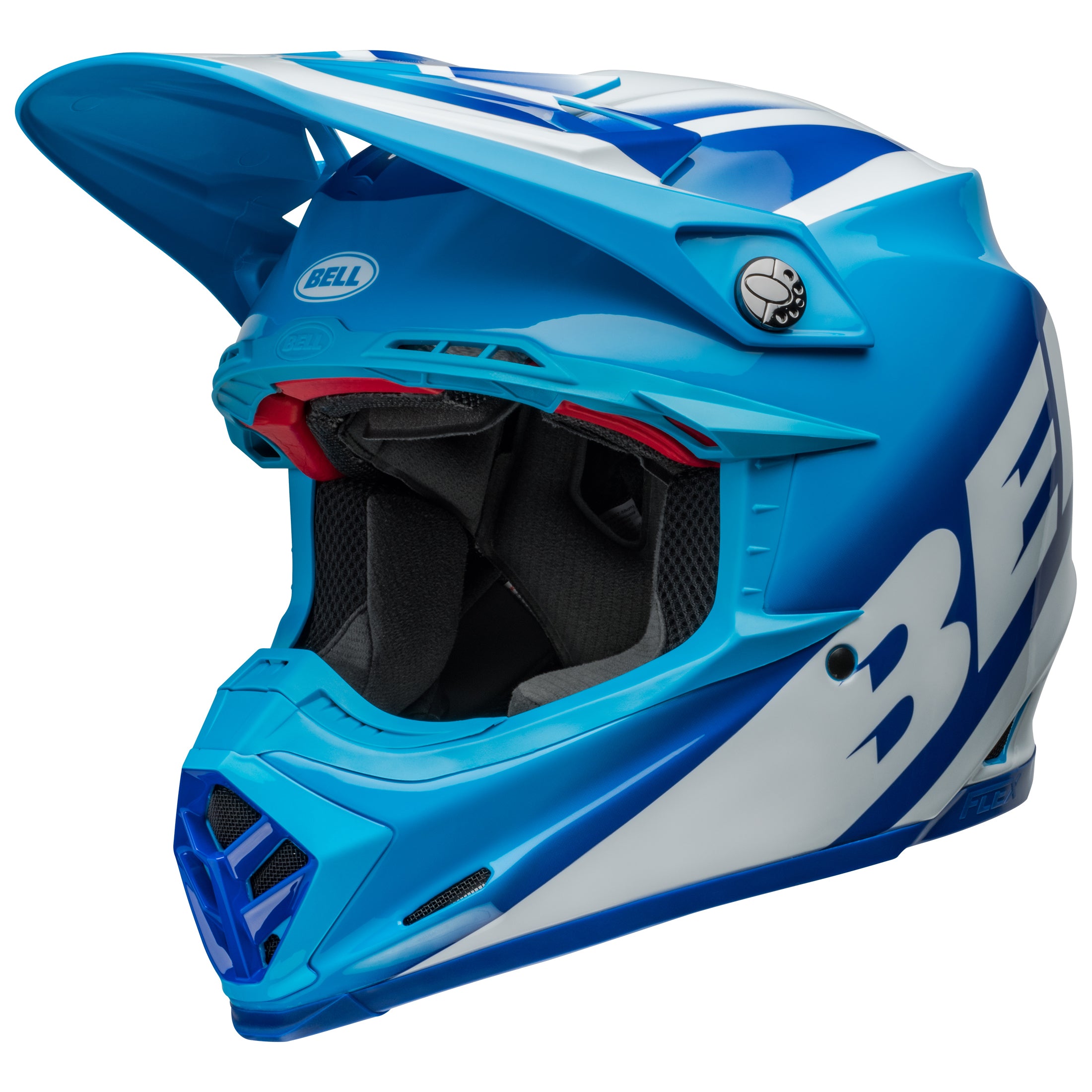 BELL MX 2024 MOTO 9S FLEX ADULT RAIL BLUE WHITE HELMET