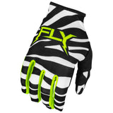 FLY RACING FLY 2024 LITE UNCAGED BLACK WHITE NEON GREEN GLOVES