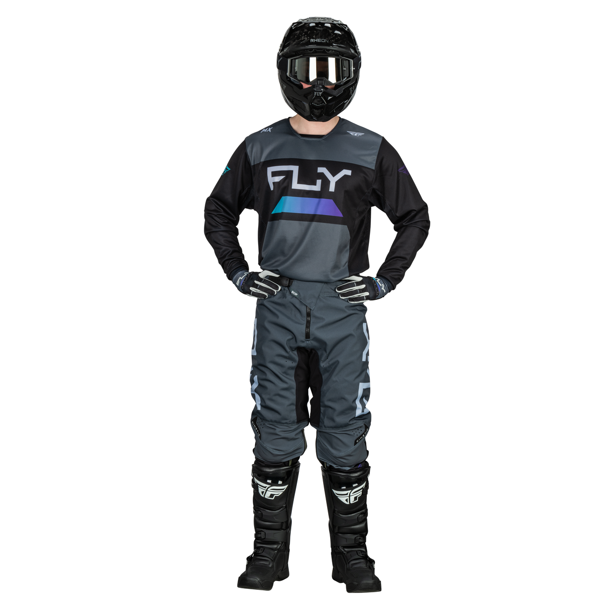 FLY RACING FLY 2024 KINETIC RELOAD CHARCOAL BLACK BLUE IRIDIUM JERSEY