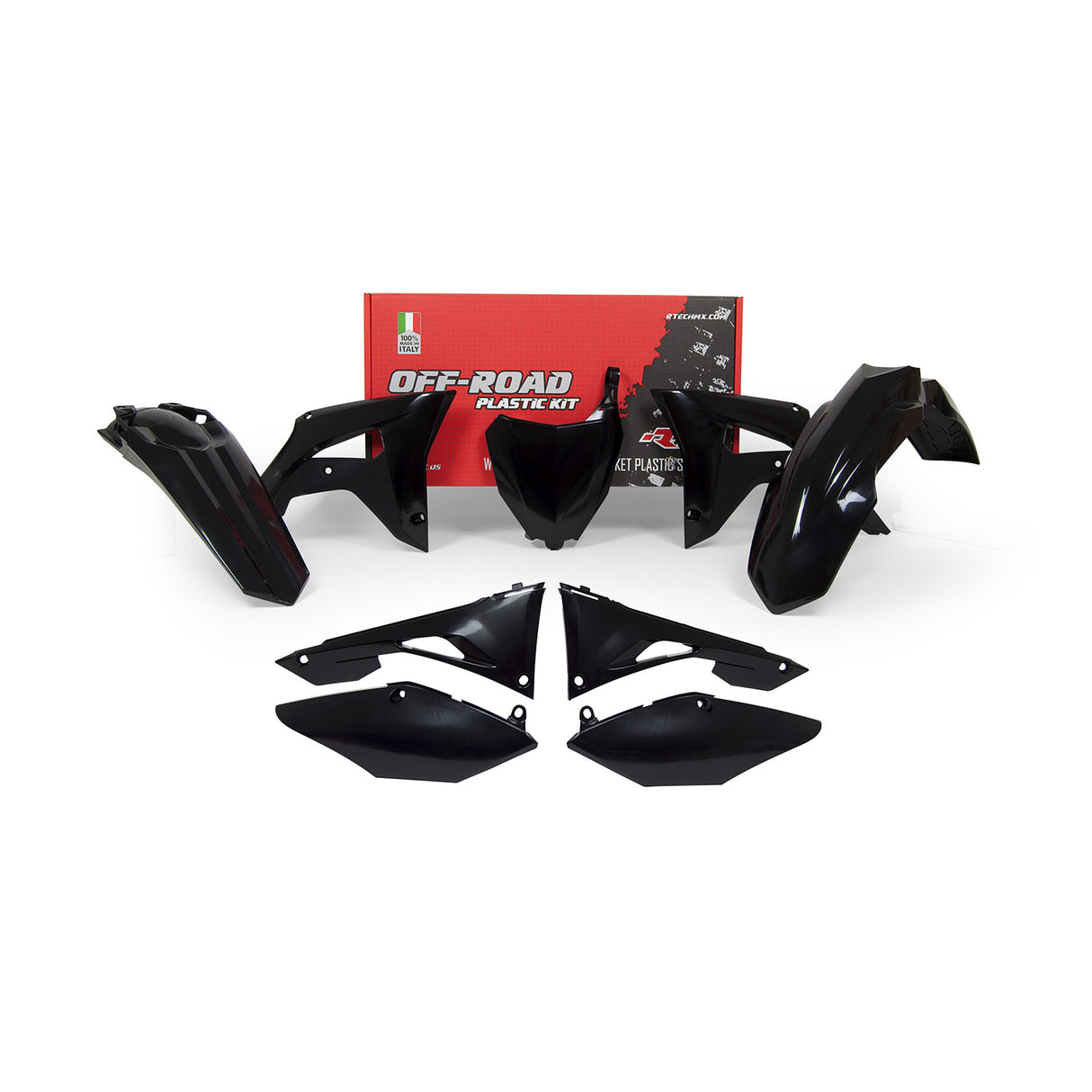 Rtech Plastic Kit (6pc) With Air Box Cover (Black) Honda CRF450 17-18 CRF250 2018