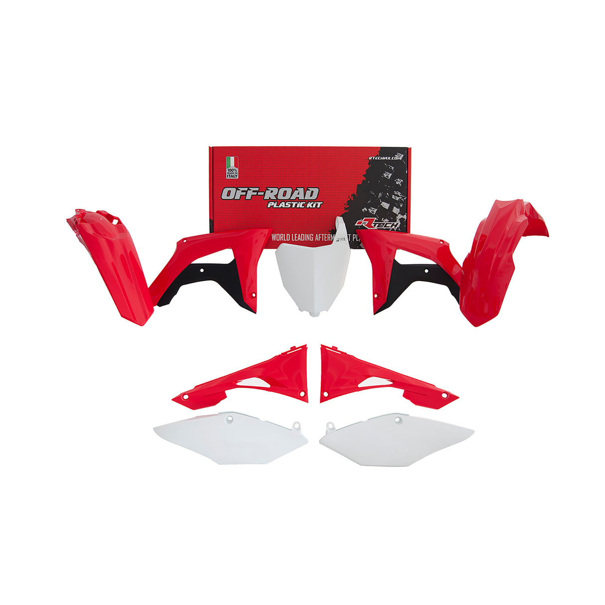 Rtech Plastic Kit (6pc) With Air Box Cover (CRF Red/Black/White) Honda CRF450 19-20 CRF250 19-21