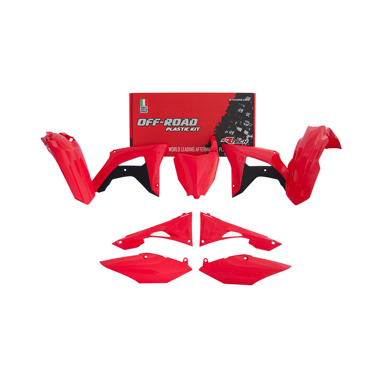 Rtech Plastic Kit (6pc) With Air Box Cover (Red) Honda CRF450 13-16 CRF250 14-17