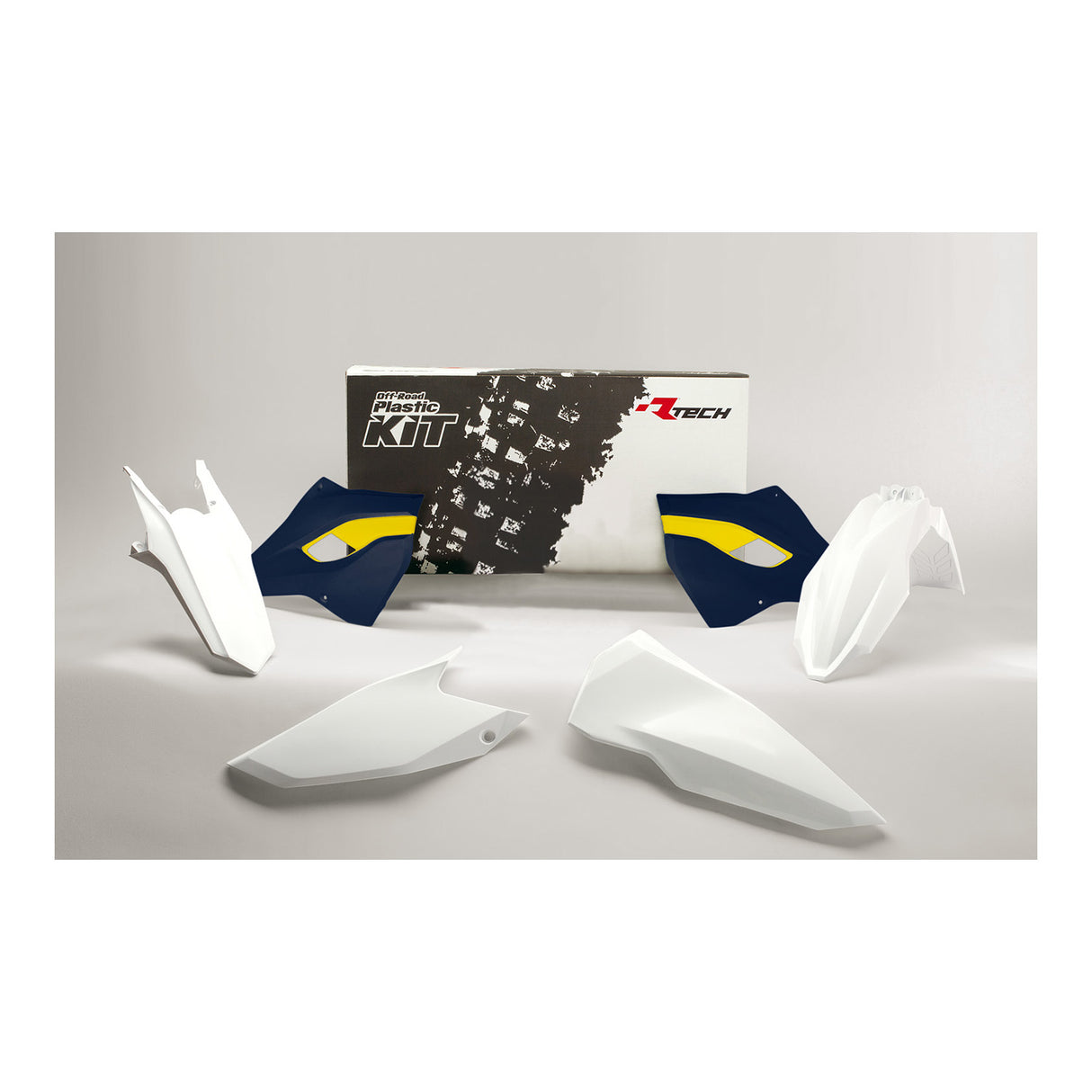 Rtech Plastic Kit (4pc) (White-Husqvarna Blue OEM16) Husqvarna TE-FE125/250-300-350-450-501 15-16