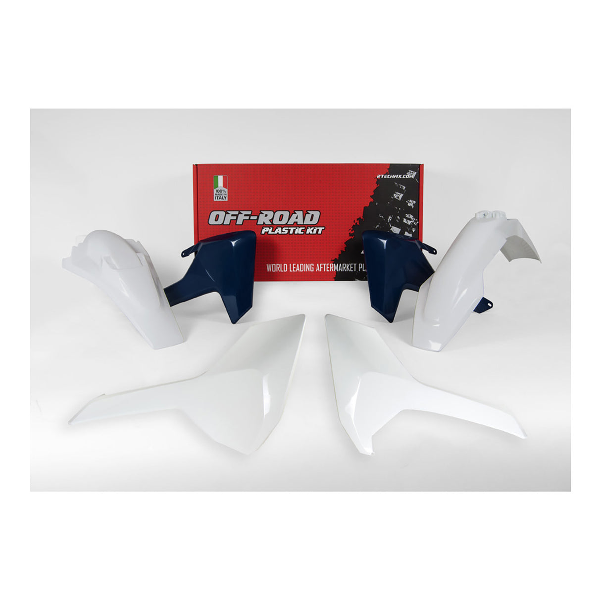 Rtech Plastic Kit (4pc) (White-Husqvarna Blue OEM17-18) Husqvarna TE-FE150-250-300-350-450-501 17-19