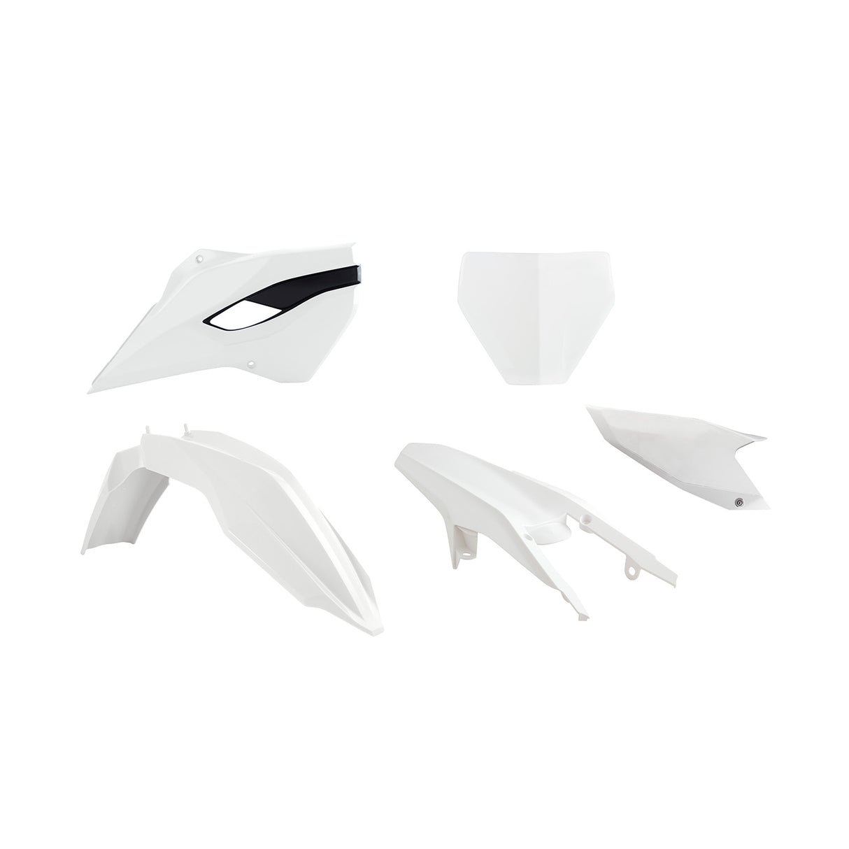 Rtech Plastic Kit (5pc) (White-Black) Husqvarna TC125 14-15 TC250 14-16 FC250-450 14-15