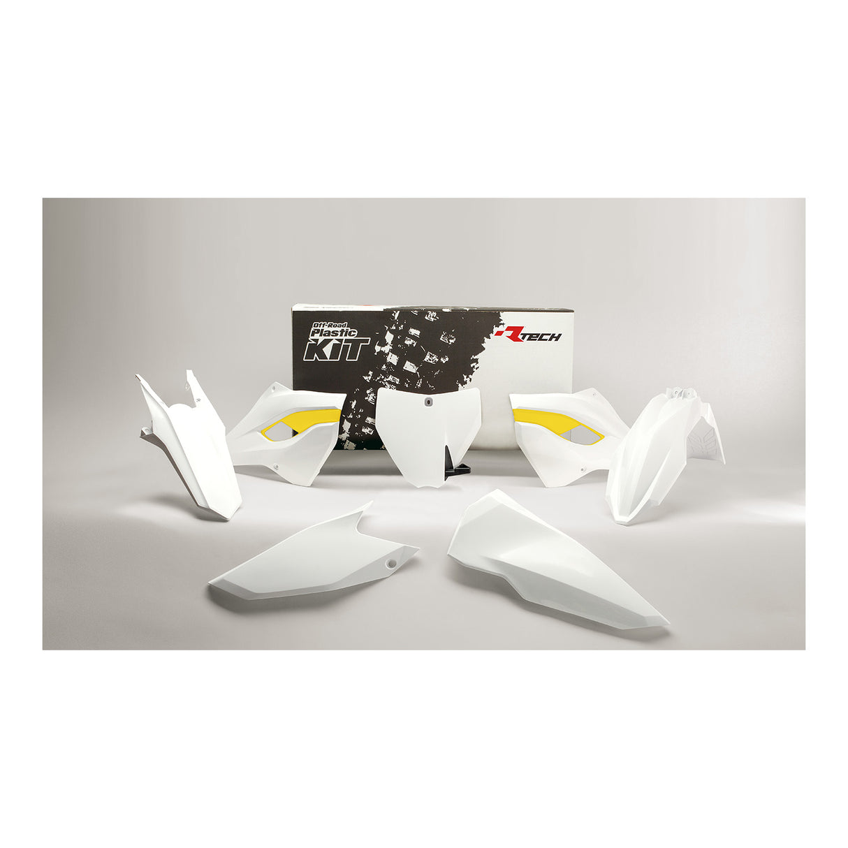 Rtech Plastic Kit (5pc) (White-Yellow) Husqvarna TC125 14-15 TC250 14-16 FC250-450 14-15