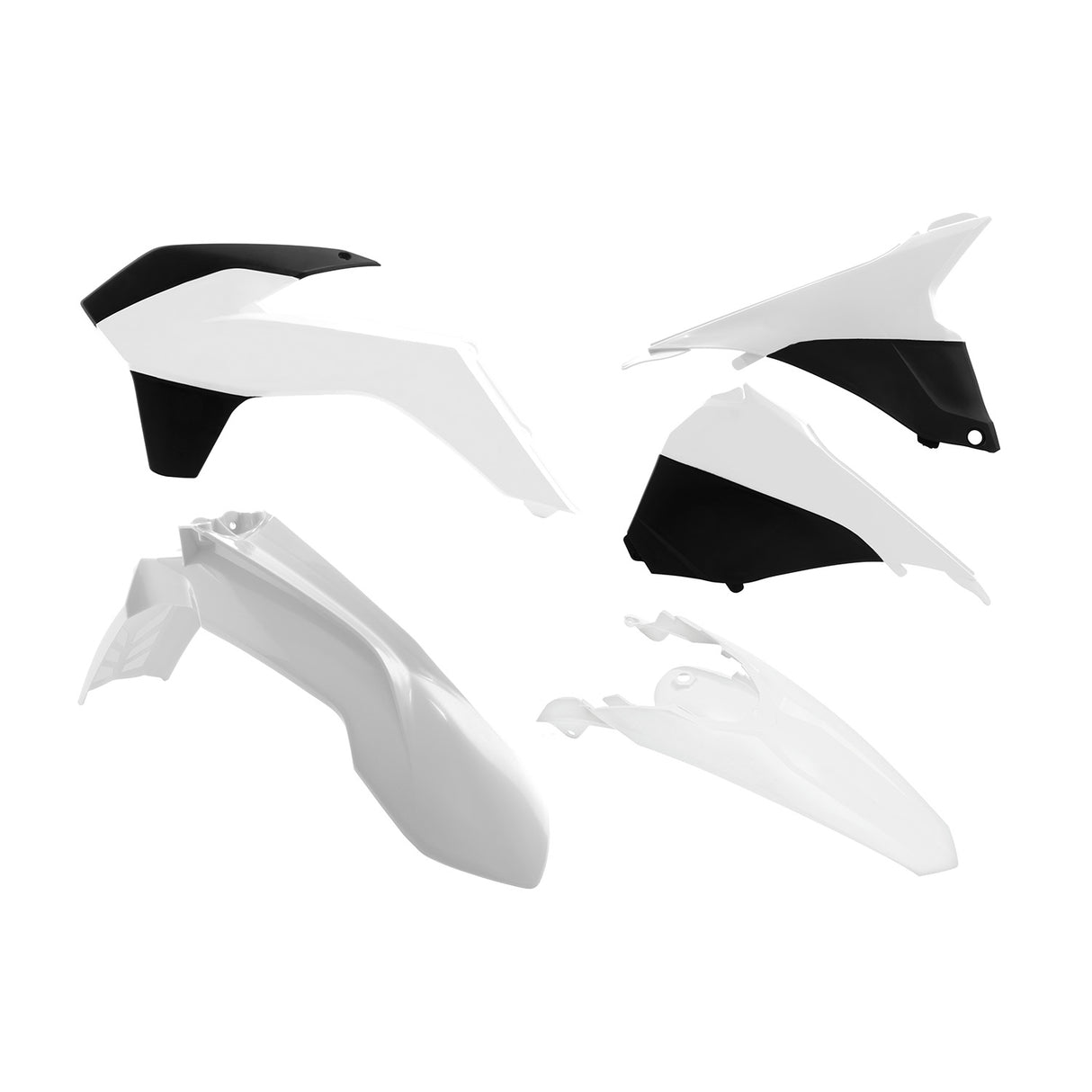 Rtech Plastic Kit (5pc) With Air Box Cover (White-Black) KTM EXC-EXCF125-200-250-350-450-500 14-16