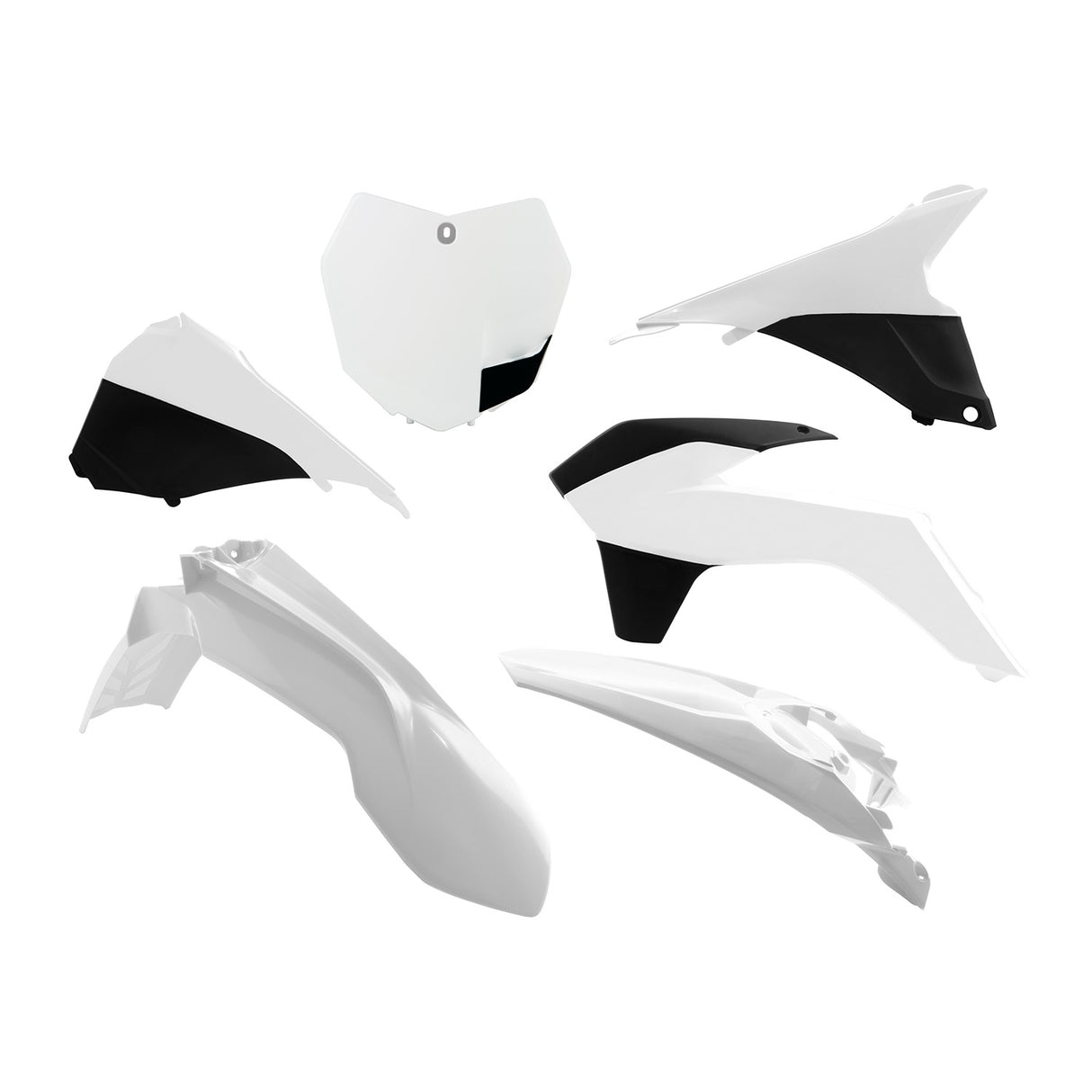 Rtech Plastic Kit (6pc) With Air Box Covers (White-Black) KTM SX250 13-16 SX125-150 13-15 SXF 13-15