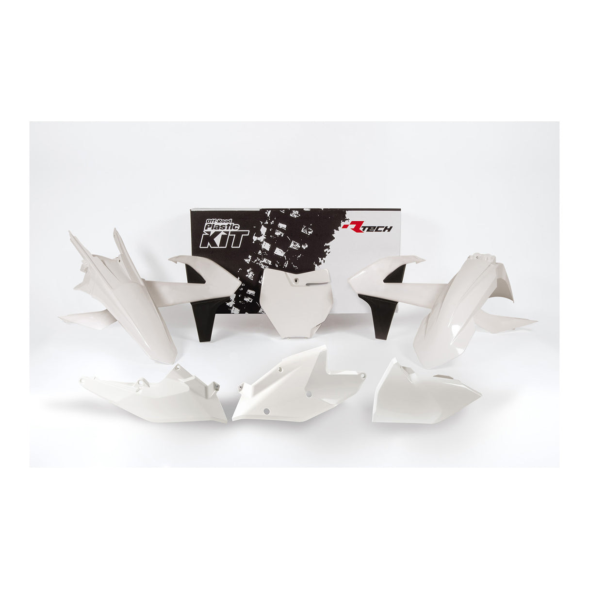 Rtech Plastic Kit (6pc) With Left Air Box Cover (White-Black) KTM SX125-150 16-18 SXF250-450 16-18 SX250 17-18