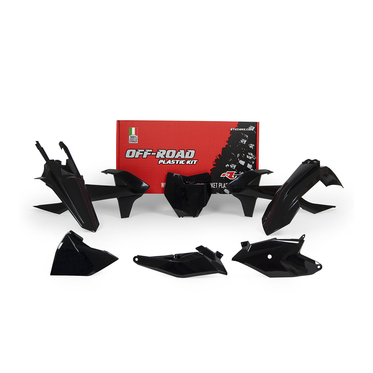 Rtech Plastic Kit (6pc) With A/Box Covers (Black) KTM SX85 18-24