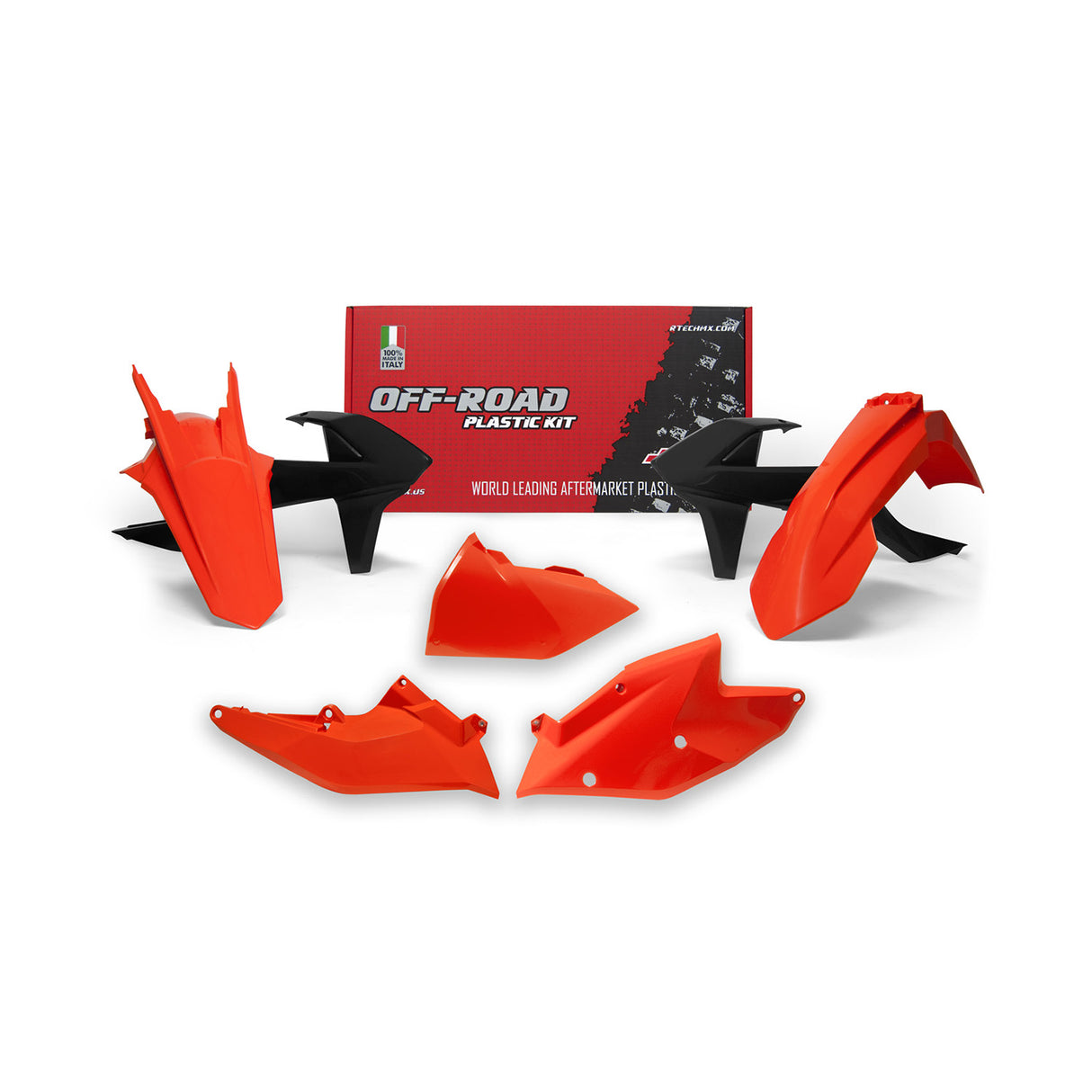 Rtech Plastic Kit (5pc) With Left Airbox Cover (K Orange-Black OEM 17 and 19) KTM EXC/EXCF/125-500 17-19