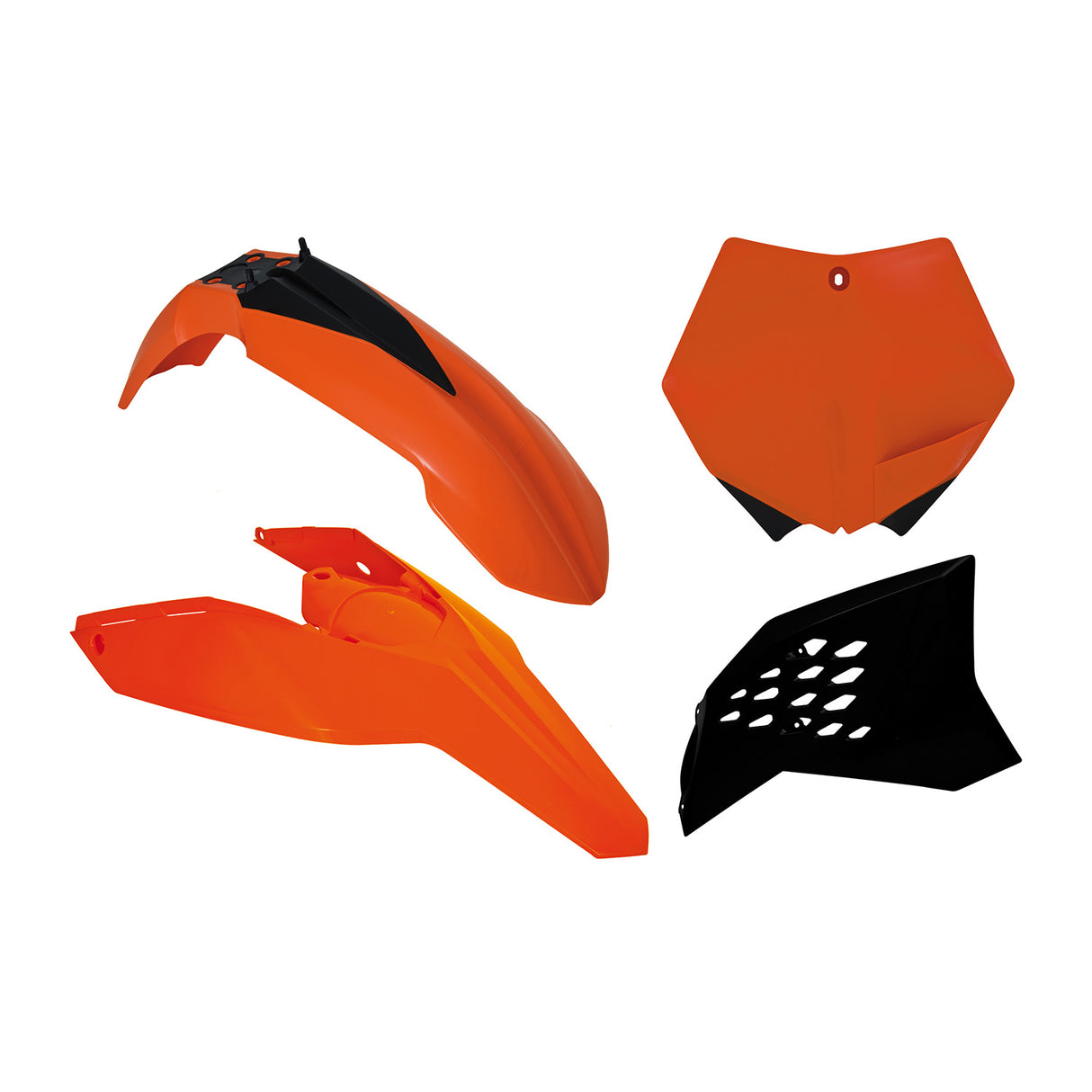 Rtech Plastic Kit (4pc) (K Orange-Black/OEM 09-10) KTM SX-SXF125/250-450-505 07-10  EXC/F 08-11