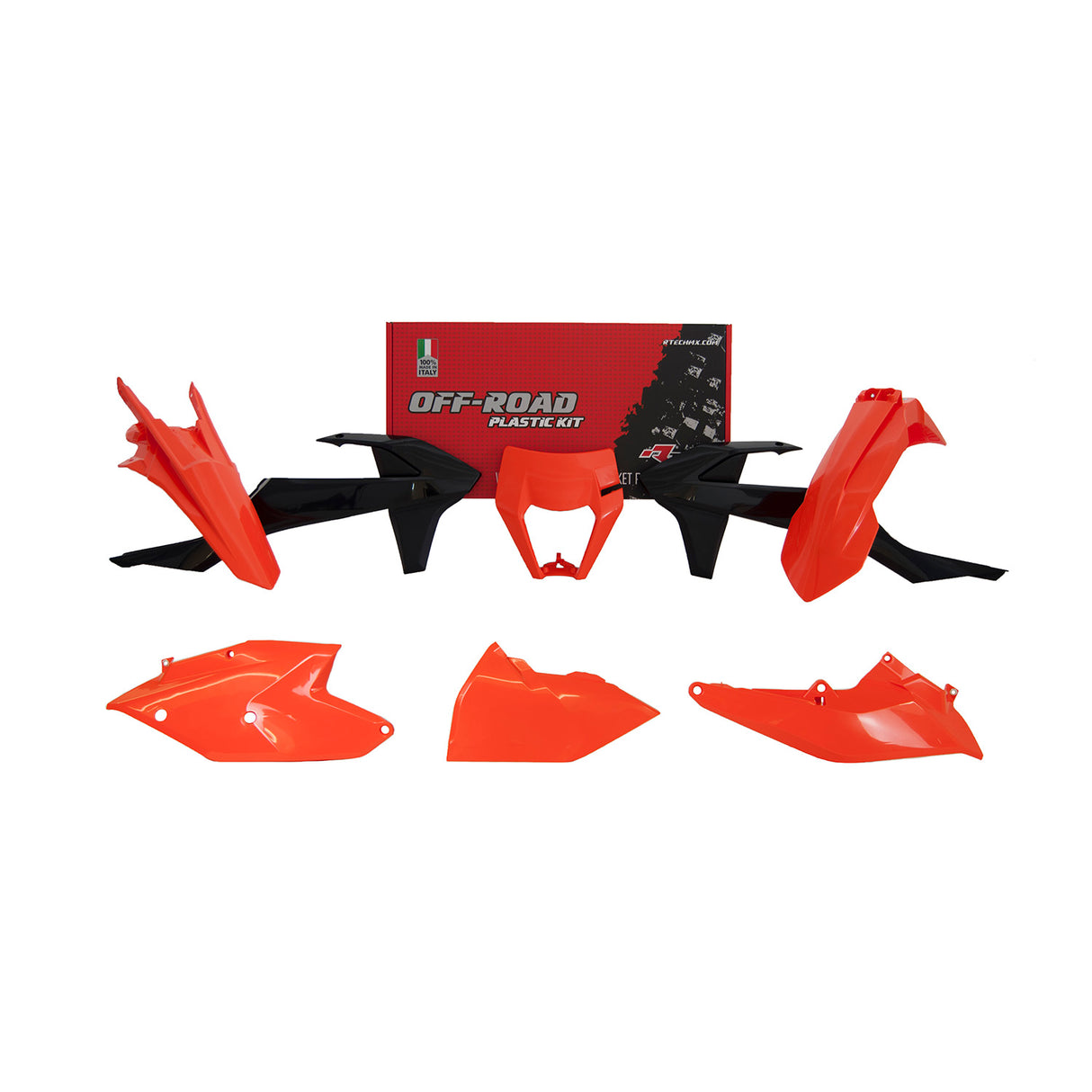 Rtech Plastic Kit (6pc) With Left Air Box Cover and Orange HL (K Orange-Black / OEM 19) KTM EXC/EXCF/XC-W125-500 17-19