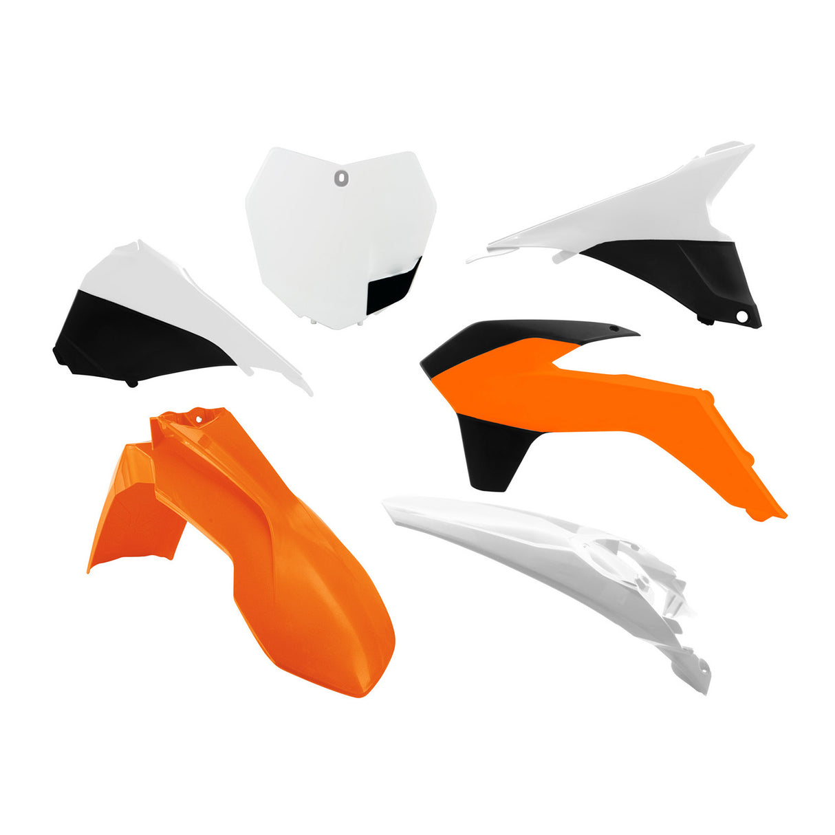 Rtech Plastic Kit (6pc) With Air Box Covers (K Orange-White/OEM 16) KTM SX250 13-16 SX/F 125-150 13-15