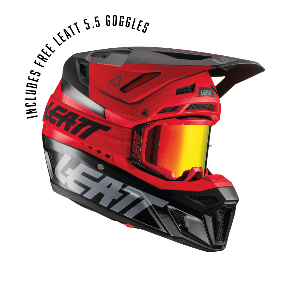 HELMET MOTO 8.5 V22 INCLUDES 5.5 GOGGLE (Red)