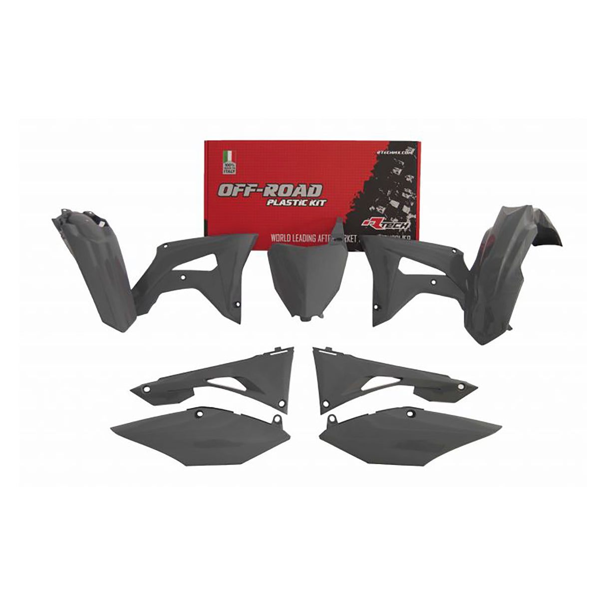 Rtech Plastic Kit (6pc) With Air Box Cover (Quantum Grey) Honda CRF450 19-20 CRF250 19-21