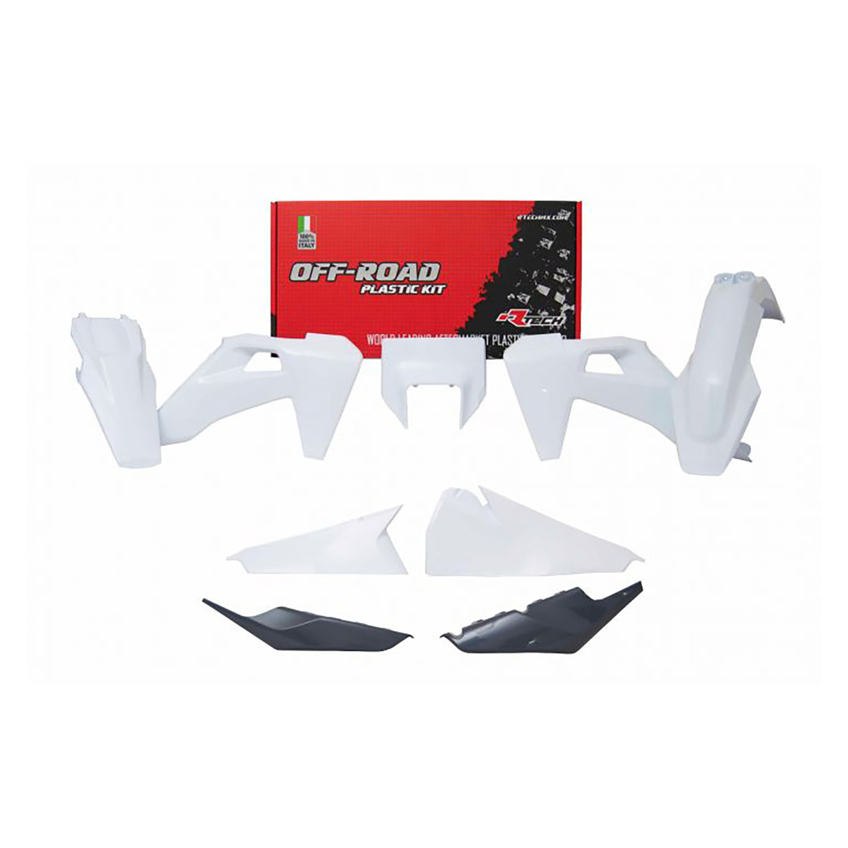 Rtech Plastic Kit (6pc) With Front HL (White/Anc Grey) Husqvarna TE-FE150-501 20-22