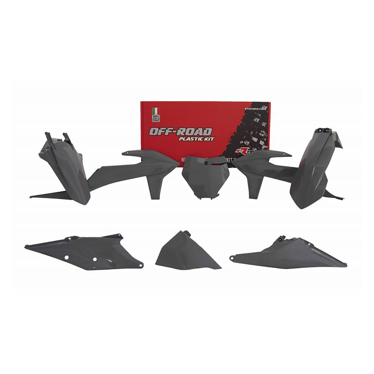 Rtech Plastic Kit (6pc) With Left Air Box Cover (Quantum Grey) KTM SX125-150-250 19-21 SXF250-450 19-22