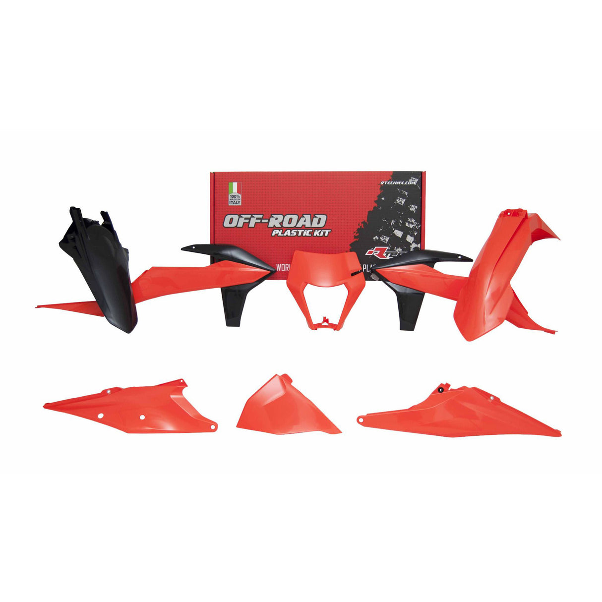 Rtech Plastic Kit (6pc) With Left Air Box Cover and Orange HL (K Orange-Black/OEM 20) KTM EXC/EXCF/XC-W125-500 20-22