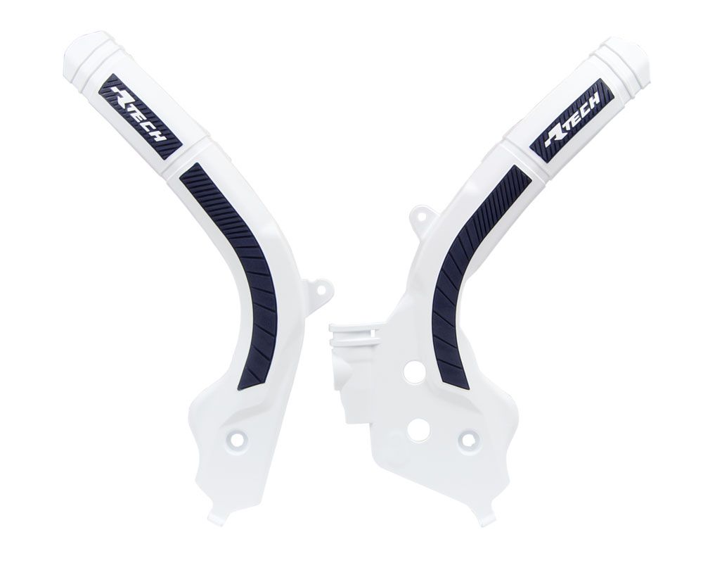 Rtech Frame Protectors (White/Black) Husqvarna TC125 16-21 TC250 17-21 FC250-450 16-21 TE/FE 17-21