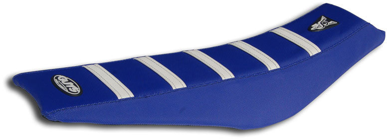 GUTS Racing Ribbed Velcro Cover Blue with White Ribs Yamaha YZ65 18-24